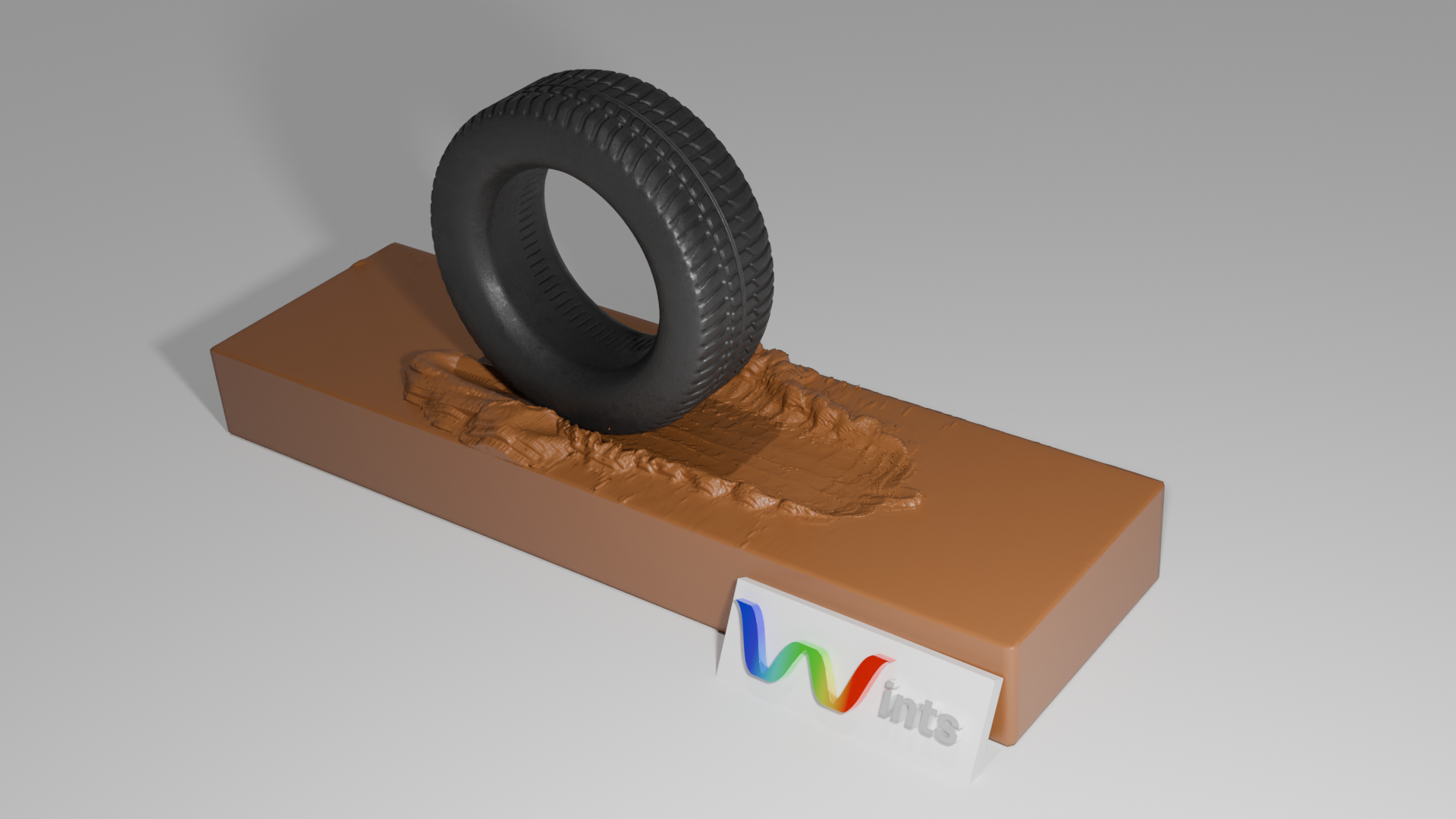 3D CFD visualisation of a tyre displacing mud as it rolls